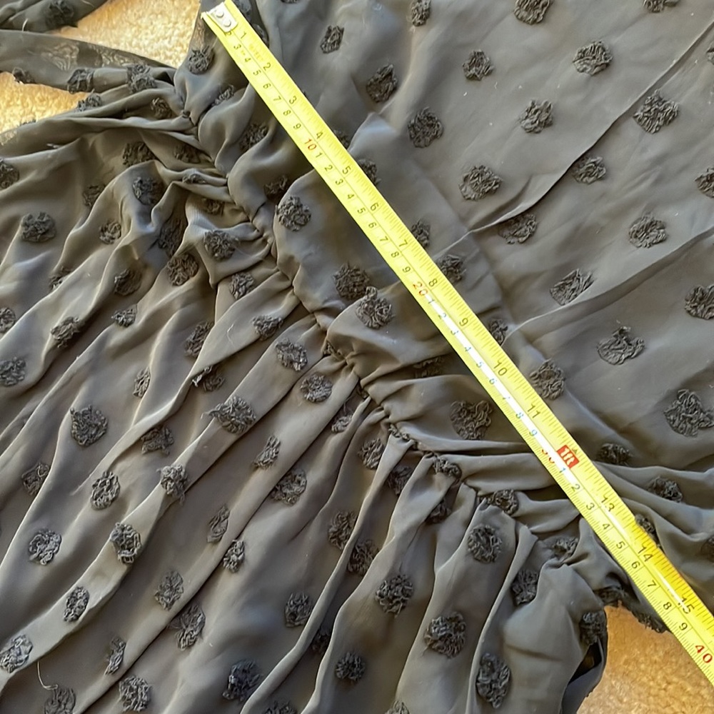LARGE NWT! Long Sleeves Round Neck  Swiss Dot High Waist Chiffon Casual … - Picture 8 of 13